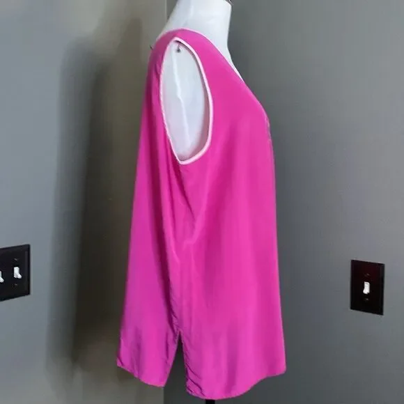 Vintage Bob Mackie Wearable Art 100% silk Pink Tank Sleeveless Blouse Barbiecore - Picture 3 of 9